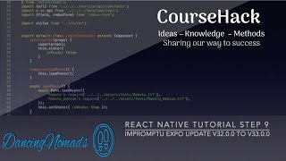 React Native Tutorial Step 9 - Impromptu Expo Update v33.0.0 to v33.0.0