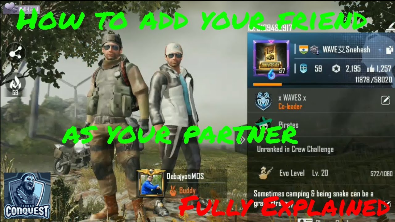 How To Make Partners In Pubg Mobile How To Stand With Friend In Profile Youtube