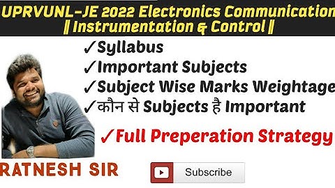 UPRVUNL JE 2022 Electronics || I&C  Subject Wise Weightage Preparation Strategy By Ratnesh Sir