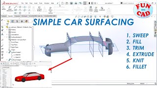 Learn to design SIMPLE and BASIC CAR SURFACE | SolidWORKS Beginner Modelling tutorial |Surface Sweep
