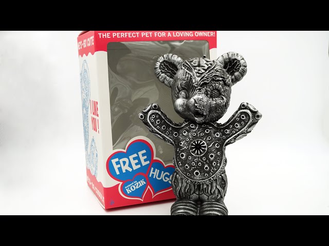 Free Hugs Bear Art Figure by Frank Kozik - Blue Edition