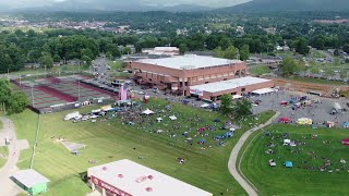 Drone 11 flies over Freedom Hall
