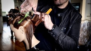 ⁣Medium Length Womens Haircut Using Concave Layers | MATT BECK VLOG 85