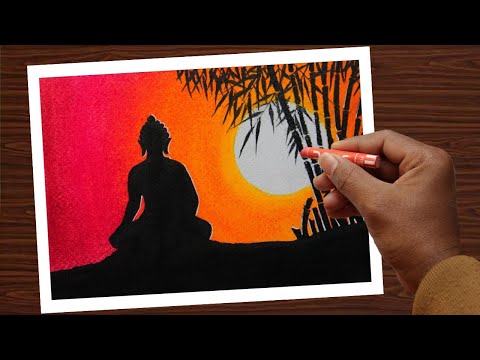 Vesak Card drawing very easy | Buddha Purnima drawing | how to draw lord buddha drawing step by step