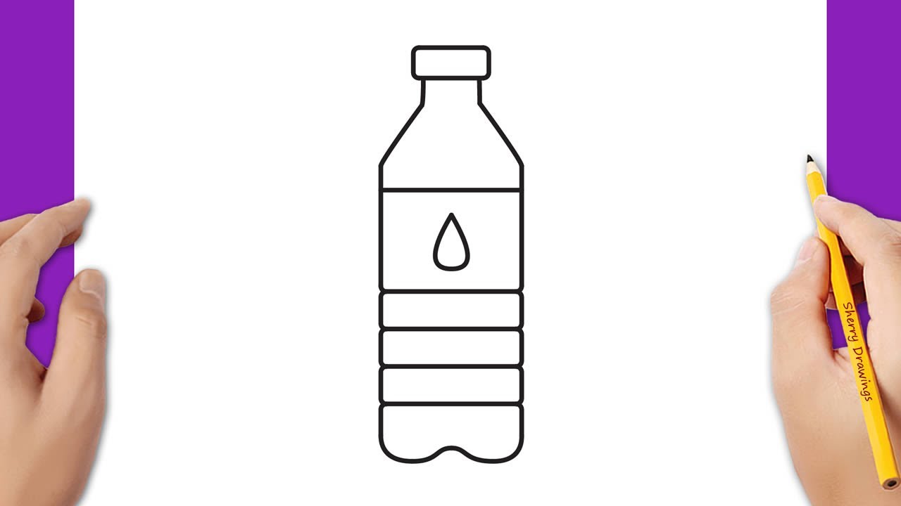 How to draw a water bottle step by step 