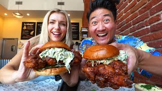 Eating the Most VIRAL Chicken Sandwiches in LA for 24 HOURS!