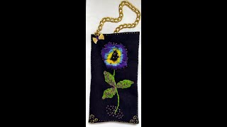 Объемная вышивка анютиных глазок. Часть1. Volumetric embroidery of pansies. Part 1.