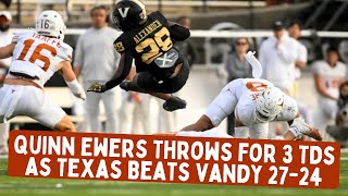 Quinn Ewers Throws for 3 TDs as Texas Beats Vandy 27-24