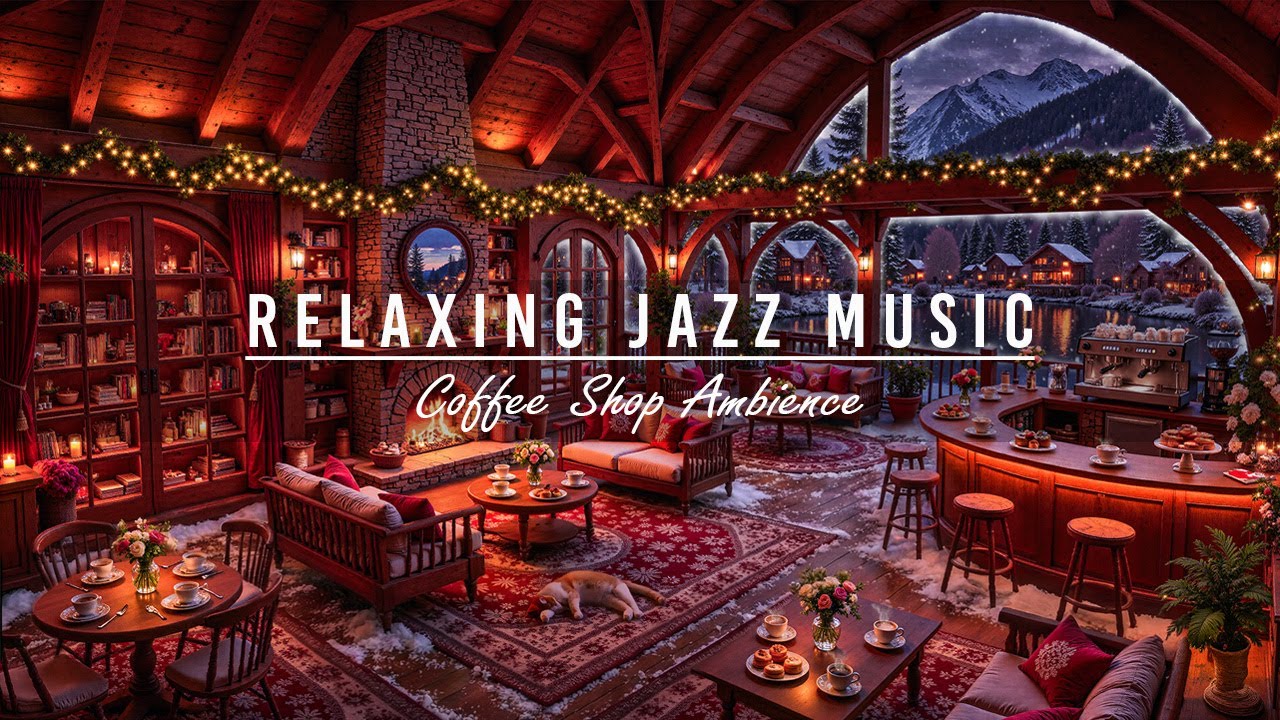 Calm Jazz Instrumental Music at Winter Coffee Shop Ambience⛄Relaxing Piano Jazz Music for Work,Study