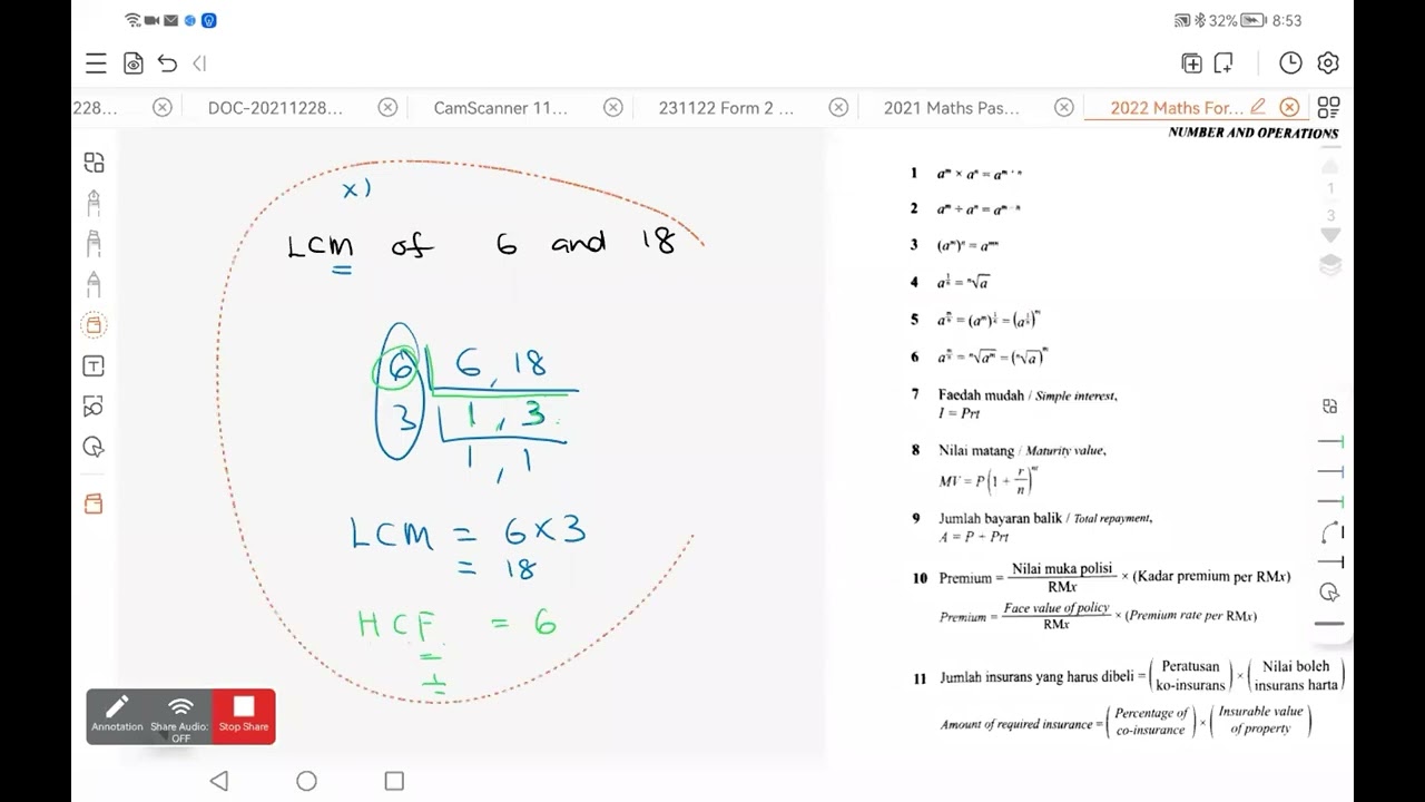 2022 SPM Mathematics Intensive Revision | Lowest Common Multiple and Highest Common Factor