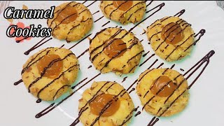 Eggless Cookies Recipe | Salted Caramel Cookies | How To Make Caramel Cookies | Simple & Easy Food