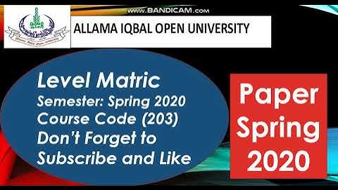 Code 203 AIOU Matric/SSC Paper  Code 203 Spring 2020 | AIOU Old Papers | AIOU Past Papers