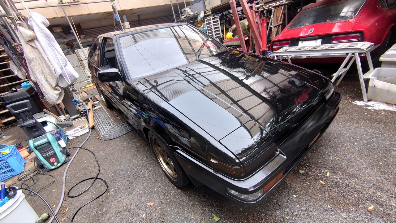 【25年放置～ニコイチ251レストア40年前の旧車】　自宅洗浄＆ポリッシャー施工で艶を出す（新ノウハウ蓄積）　KF-96　シリコン洗車　使える泡