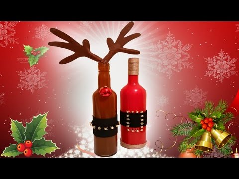 DIY Christmas Recycled Decoration | Decoration from glass bottle and fleece