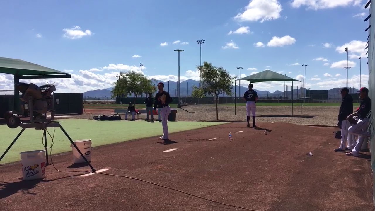 Josh Tomlin and Trevor Bauer warm-up
