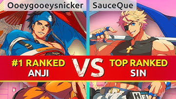 GGST ▰ Ooeygooeysnicker (#1 Ranked Anji) vs SauceQue (TOP Ranked Sin). High Level Gameplay