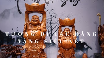 Tượng gỗ: Di lặc dâng vàng gỗ hương cao 80cm và 60cm | Xưởng Tượng Gỗ | Tượng phật di lặc siêu nét