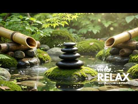 Relaxing Music 🌿 Bamboo Water Fountain + Soft Piano | Calm Nature Sounds for Sleep & Study | バンブー音楽