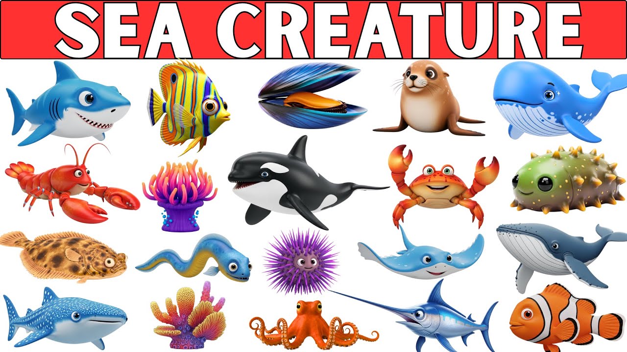 Морские обитатели для детей 🐳 | 35 прекрасных морских существ на английском языке
