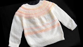BEAUTIFUL sweater for boys and girls up to 10yrs with KNIT BODY/CROCHET YOKE -Sunshine baby jumper