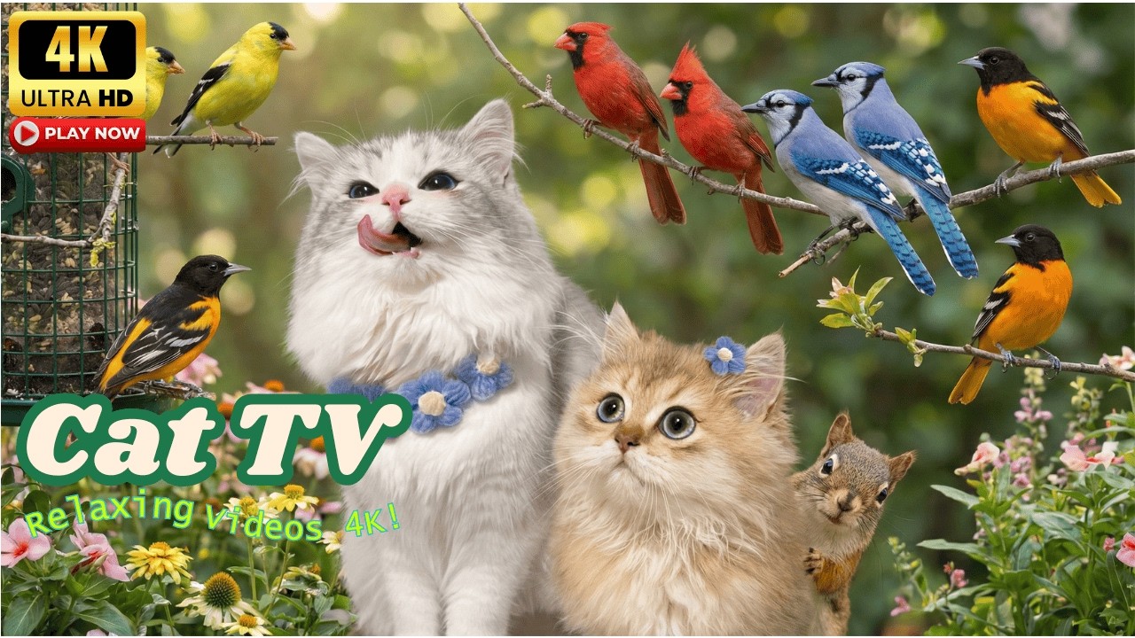 🐱Cat TV for Cats to Watch 🐦 So Many Cute Birds Appear in the Garden!