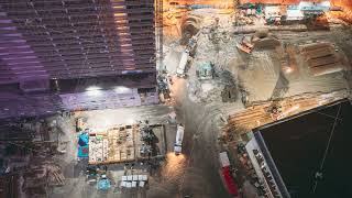 Celebrity Flat View Construction Time Lapse, Nightwork Development Of Modern Multi-storey Residential Houses Wealth
