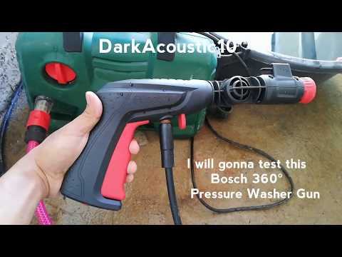 Bosch EasyAquatak 120 Pressure Washer 360 Degree Gun with Detergent Nozzle Test (Review) Demo