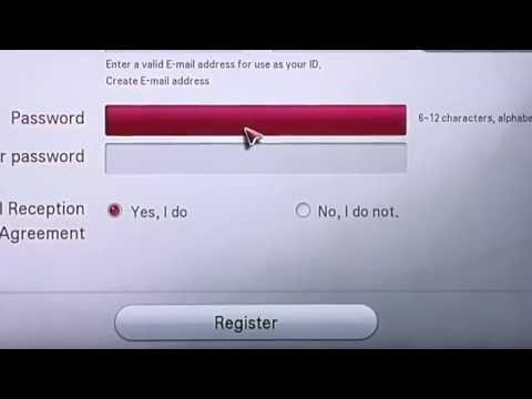 Регистрации аккаунта LG через ТВ