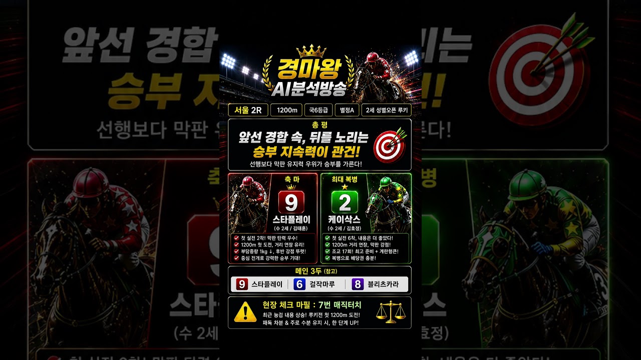 앞선 경합 속, 뒤를 노리는 승부 지속이 관건!!(8월9일 서울경마 2경주)