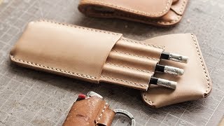 Making a Leather Pencil Case (Quietly)