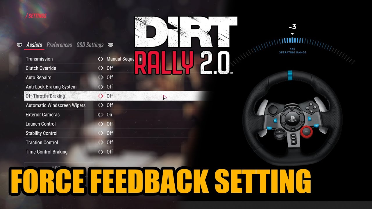 Logitech G29 Setting for Dirt Rally 2.0 - Force Feedback - Assist