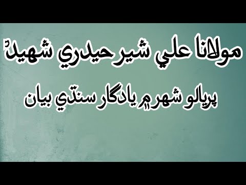 Moulana Ali Sher Haidri Shaheed Sindhi Bayan مولانا علي شير حيدري شهيد سنڌي بيان