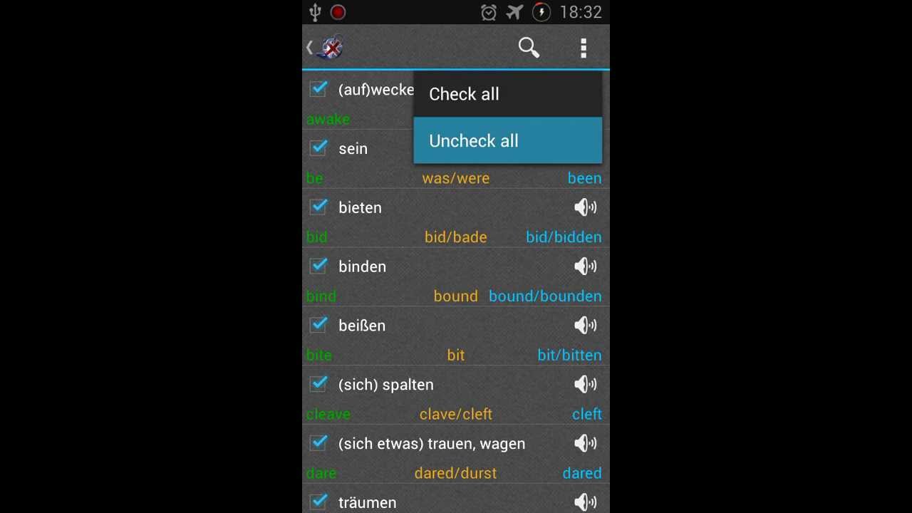 Unregelmassige Verben English Irregular Verbs German Translation