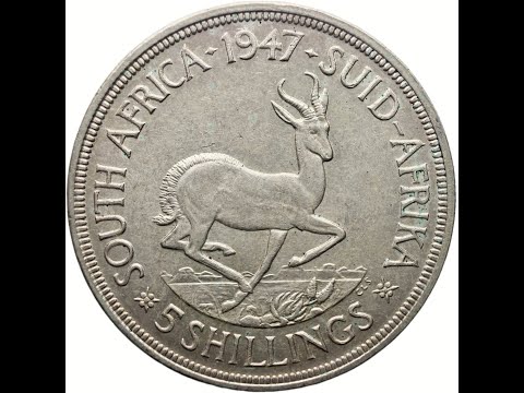 1947 5 Shillings South Africa Coin George VI Silver Crown