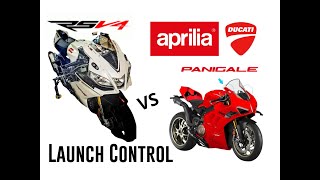Ducati Panigale V4S Launch Control Vs Aprilia RSV4