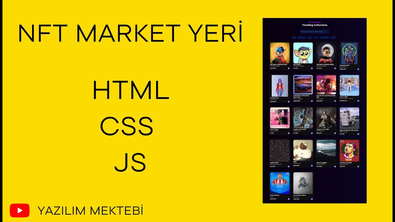 HTML, CSS ve Javascript İle NFT Market'i Kodluyoruz - YouTube