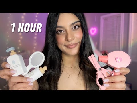 ASMR 1 Hour Wooden Pampering You to Sleep 😴 Skincare, Makeup, Haircut