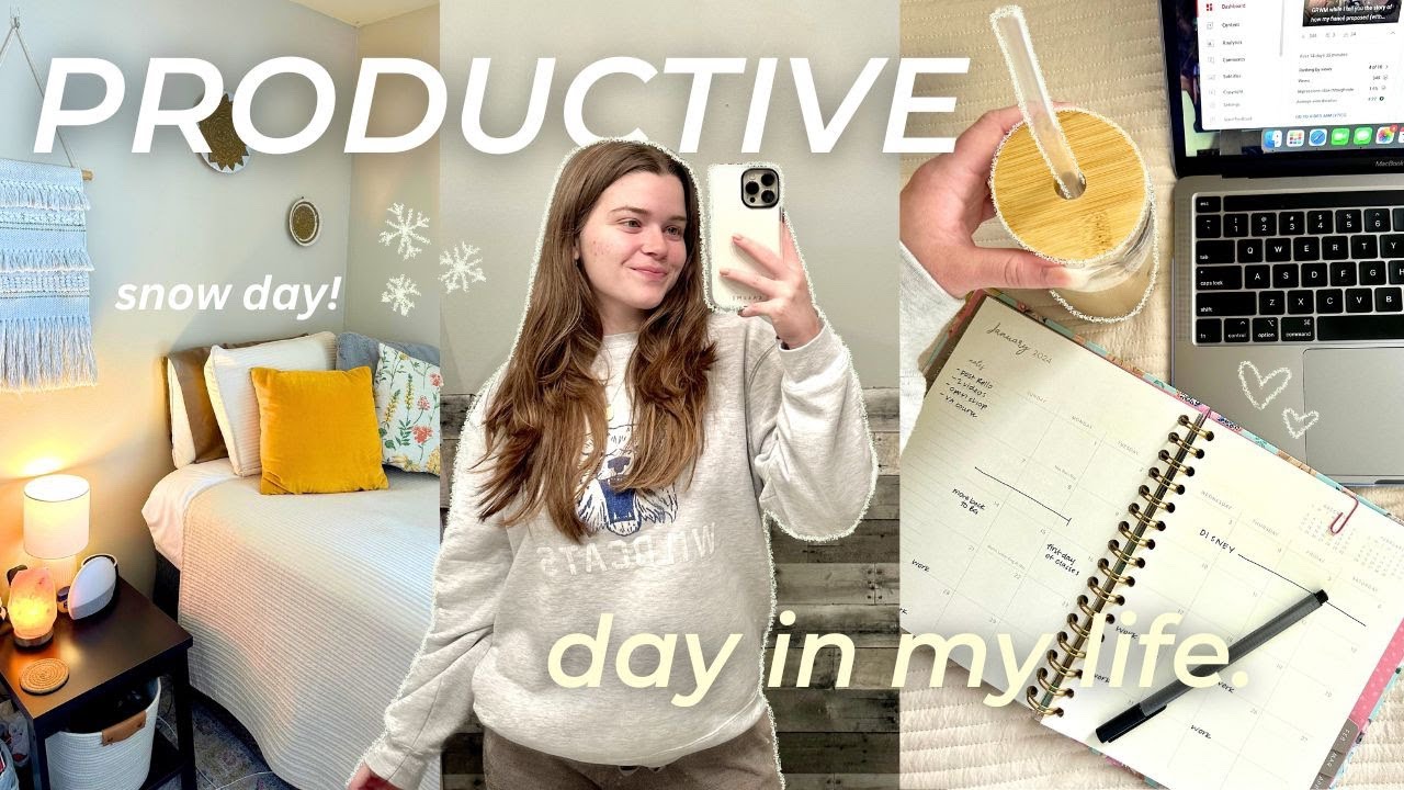 PRODUCTIVE DAY IN MY LIFE❄️college snow day, getting stuff done, day at home, winter vlog, cozy vlog