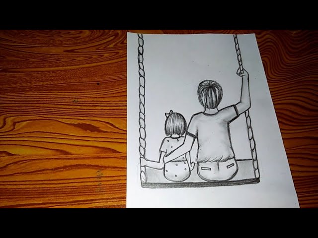 How to draw brother and sister with umbrella scenery  Brother  sister  pencil sketche  video Dailymotion