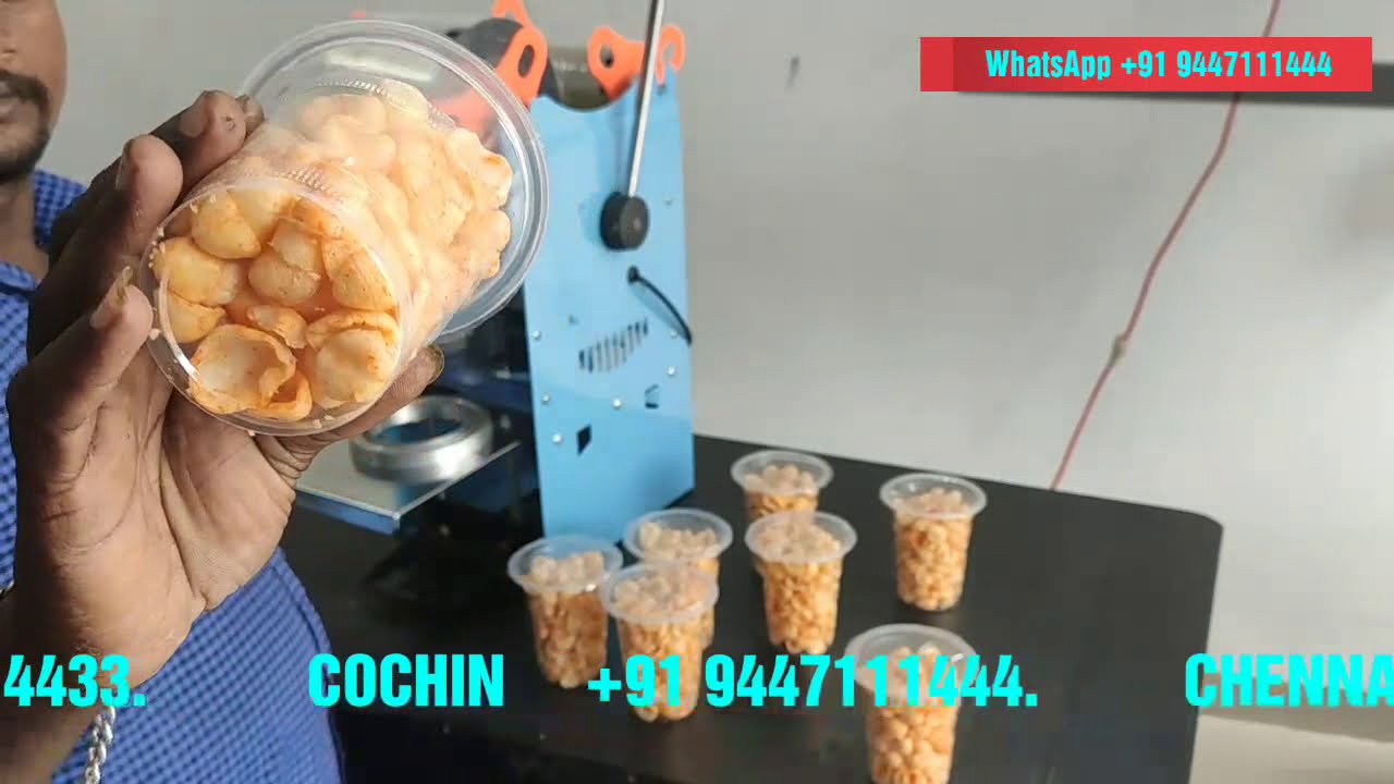 Cup sealing machine Low price, Popcorn ,  Juice , Snacks  Food products Packing business