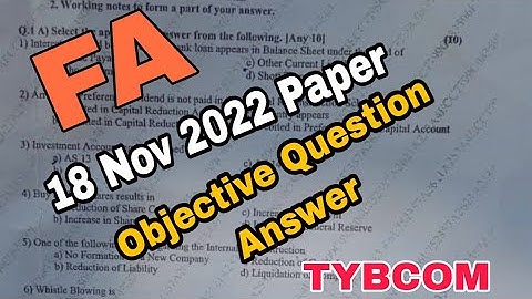 TYBCOM FA Objective Answer 18 Nov 2022 Paper || Atul Sir