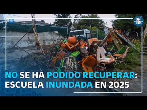 Un año después de la inundación, esta secundaria sigue dañada en Veracruz