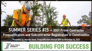 Illinois Tollway Webinar IDOT Prime Contractor Prequal & Subcontractor Registration In Construction