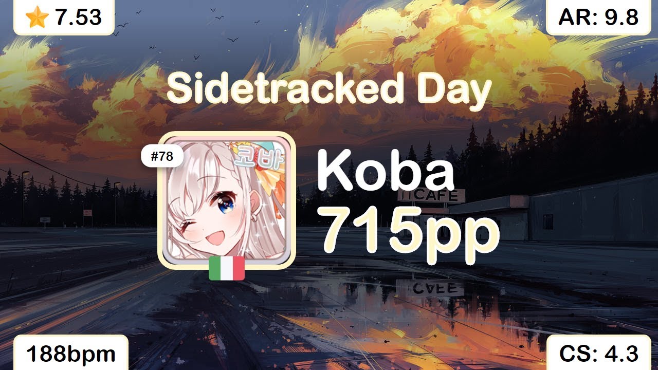 [7.53⭐] Koba | VINXIS - Sidetracked Day [Sojourn Collab] 1st +HD FC 99.67% {#1 715pp FC} - osu! umbrella testo