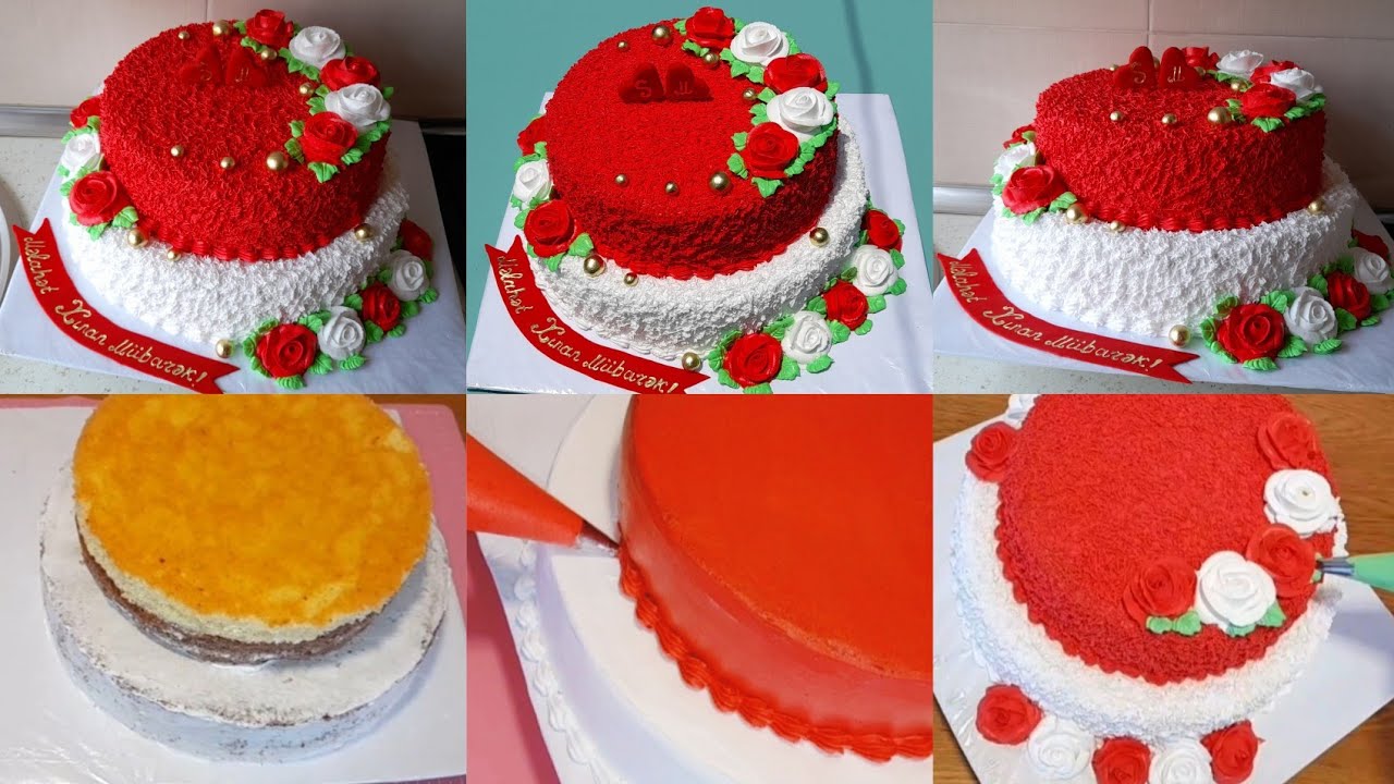 Xına tortu .İki mərtəbəli tortun yığılması və bəzədilməsi 🎂Cake dekorasyon