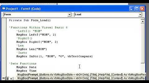 Video 14  VB 6 Programming, Functions Within Visual Basic 6