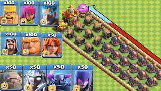 All Troops Vs Roasters And Giant Cannons (Clash of Clans)