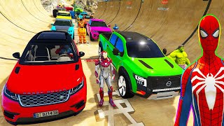 Spiderman Cars Race Challenge On Race Track ! Superhero Hulk Goku Fire Monster Trucks Jeep - Gta 5