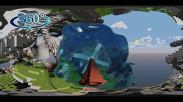 Pickaxe Rotating Barrier. 360° VR  Fluid Simulation Minecraft Water