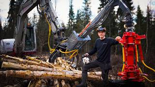 Camping & Harvesting Birch with My Excavator screenshot 3